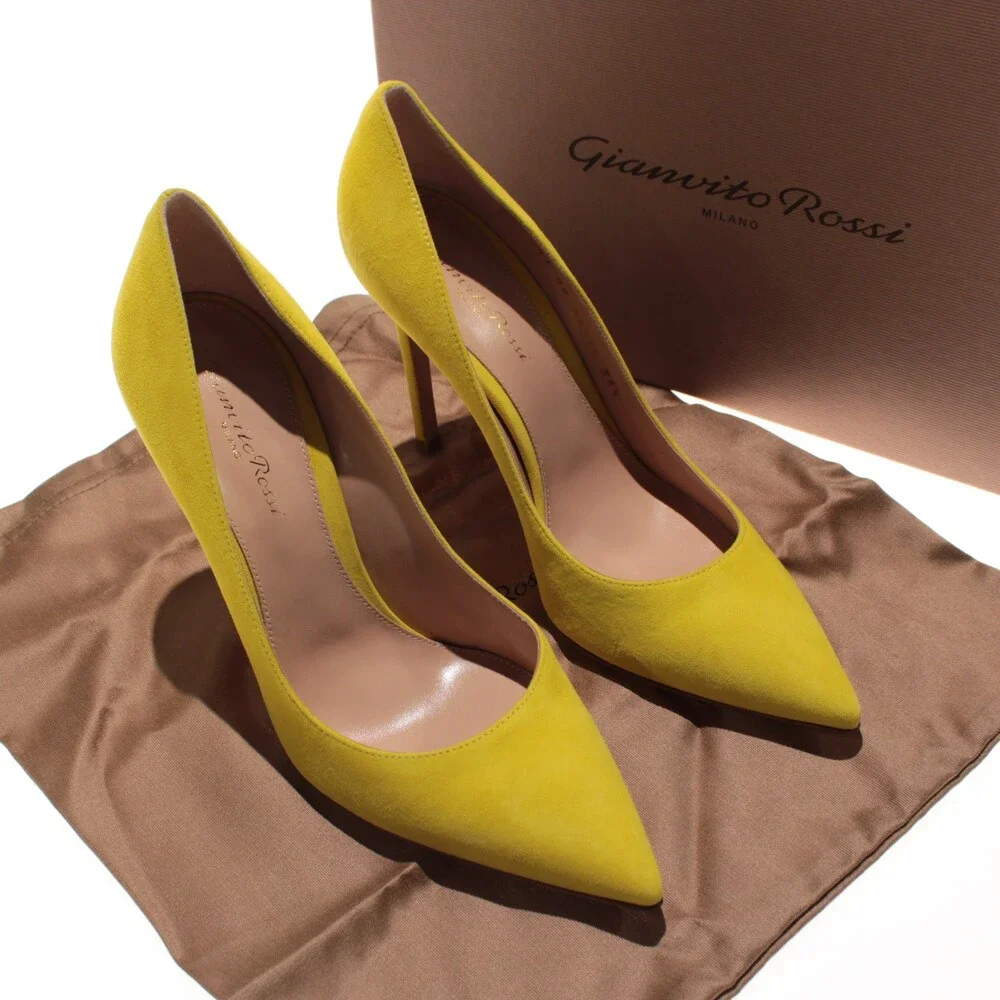 Gianvito Rossi NWB Gianvito 105 Pumps / Heels Size 38.5 (US 8.5) Yellow Suede
